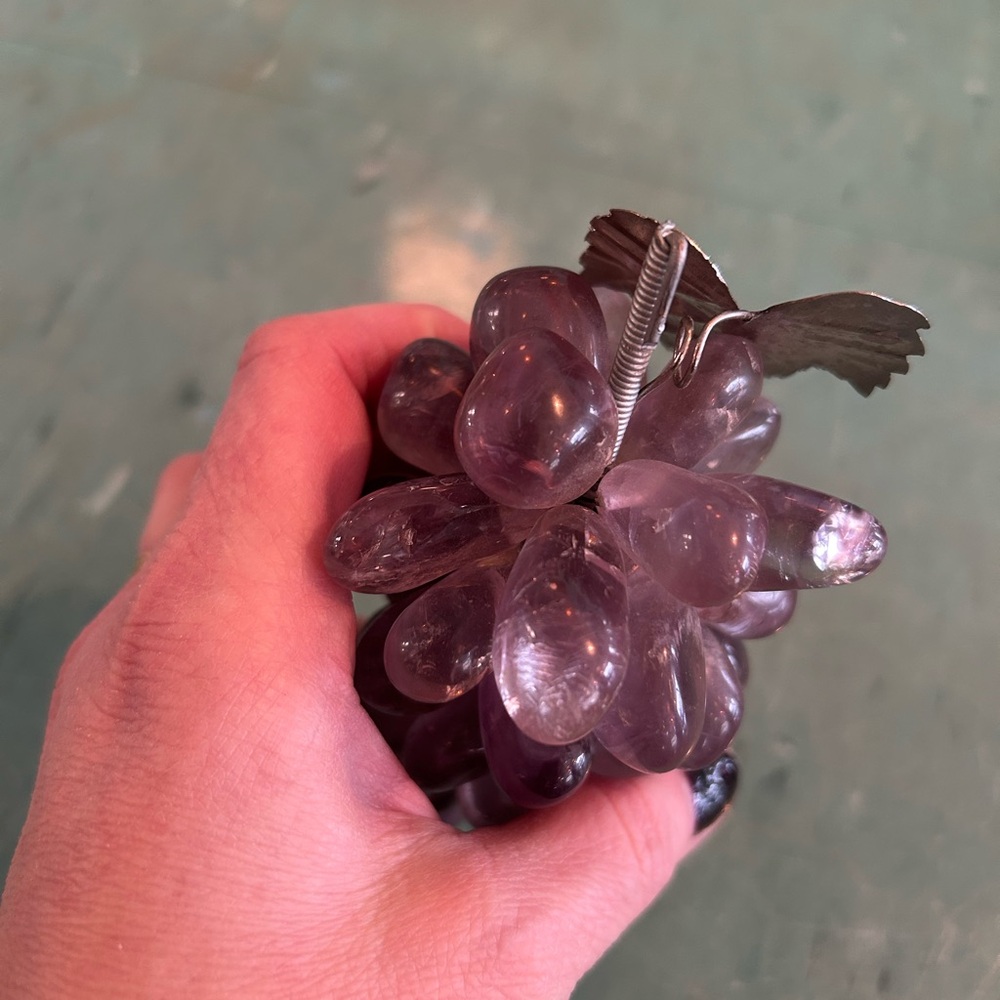Real amethyst stone grapes vintage decor - Picture 3 of 6